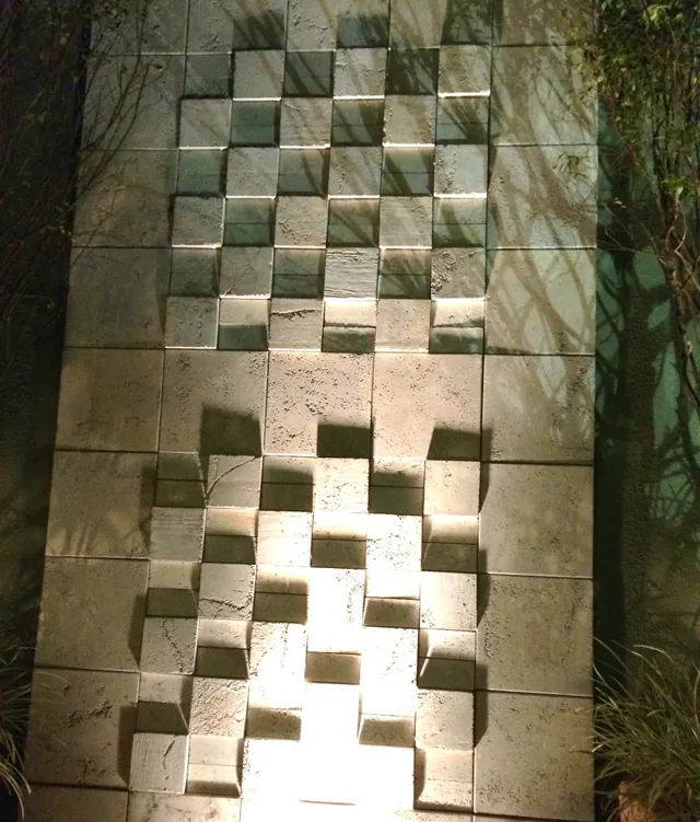 Painel de Mozaico com luz de chão na CASACOR